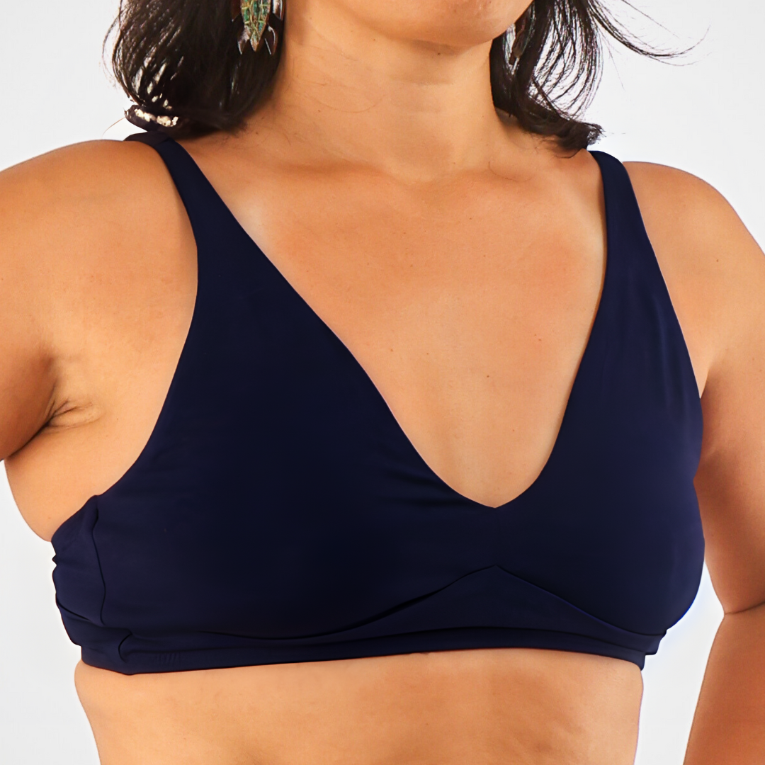 Women's organic cotton bralette in navy blue