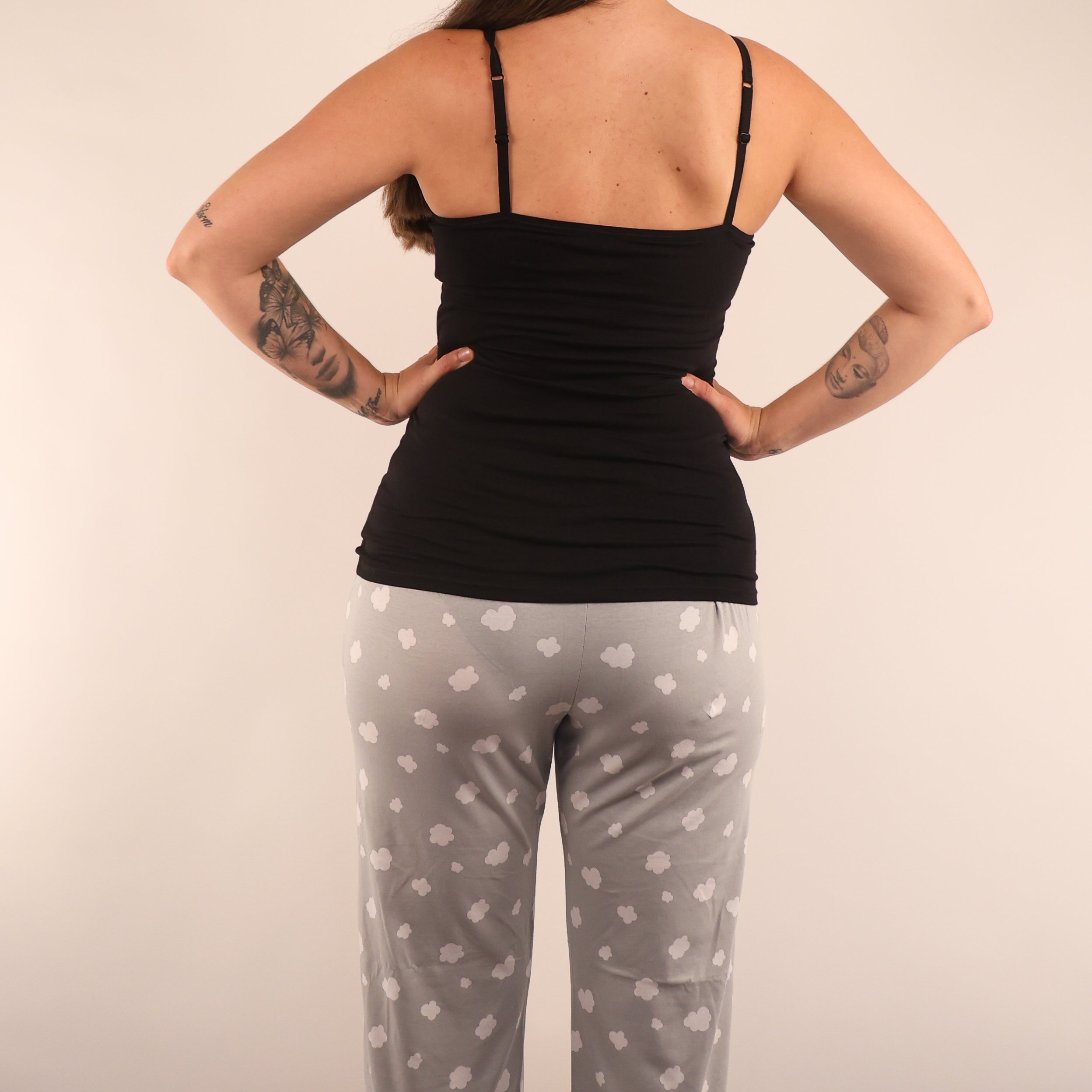 Pyjamas - organic cotton unisex pyjama bottoms - grey clouds pattern