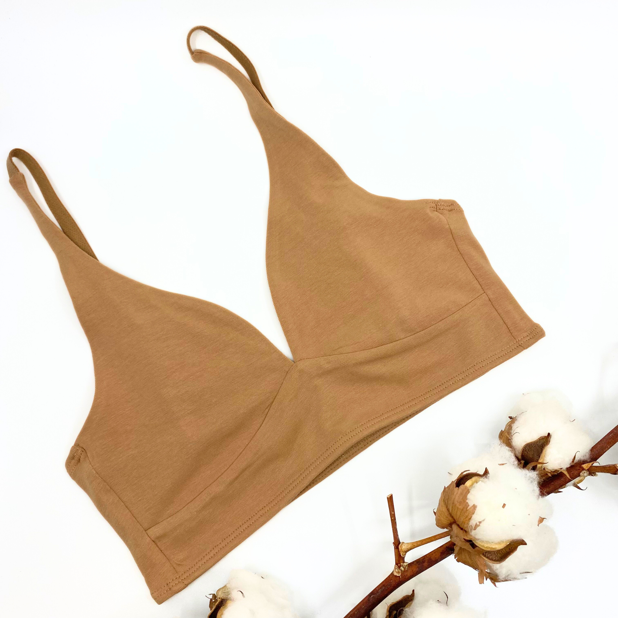 Girls' organic cotton bralette - almond (light nude)