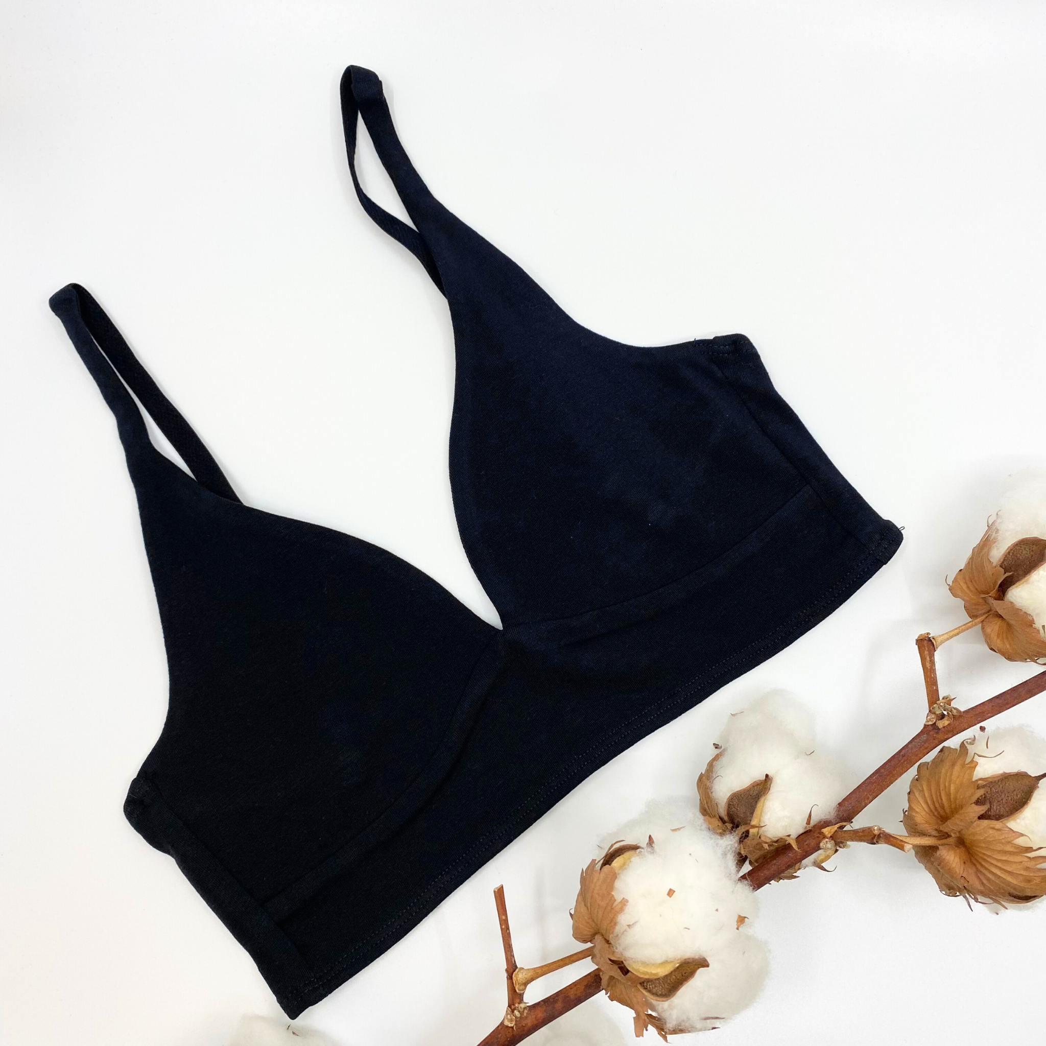 Girls' organic cotton bralette - black