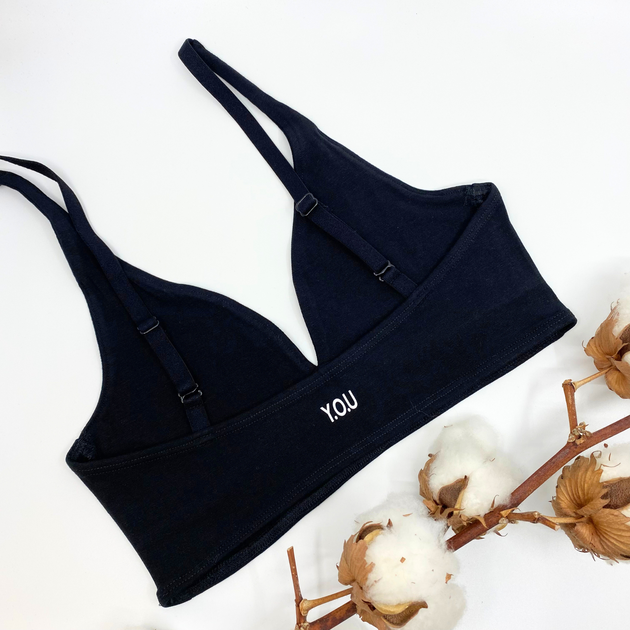 Girls' organic cotton bralette - black