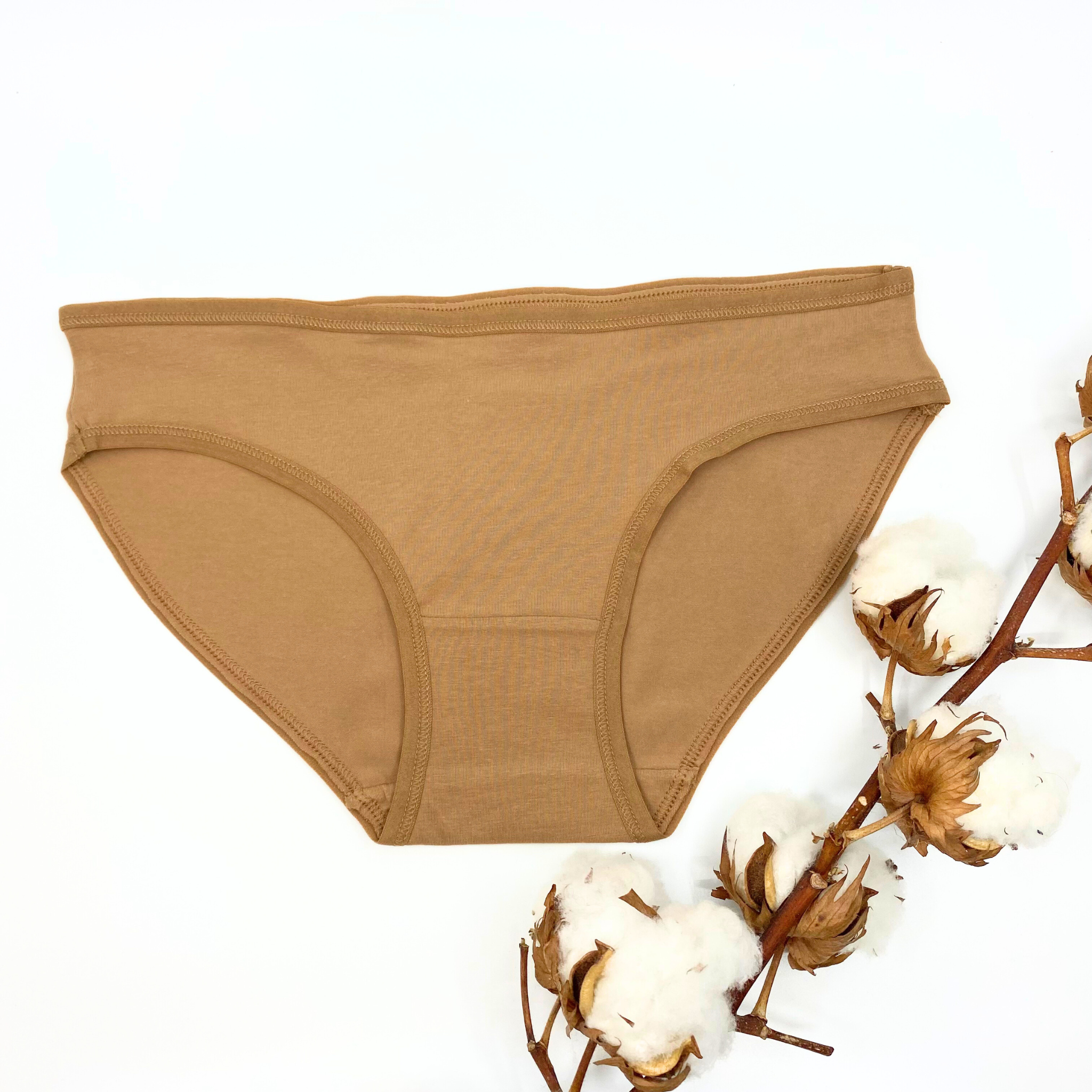 Girls' organic cotton knickers - almond