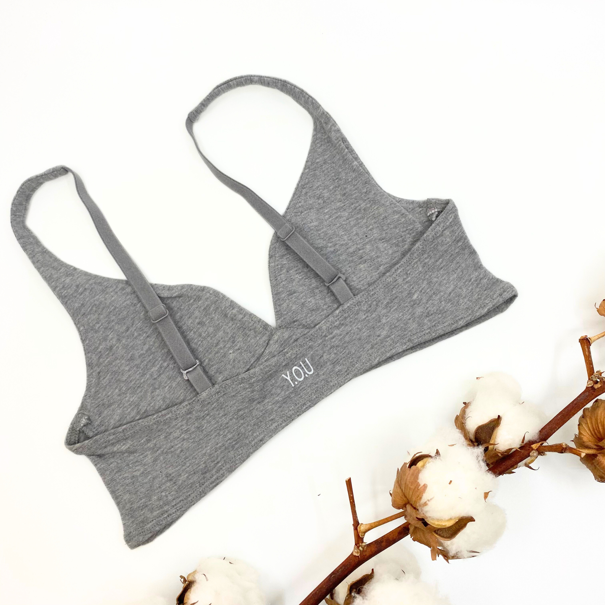 Girls' organic cotton bralette - light grey