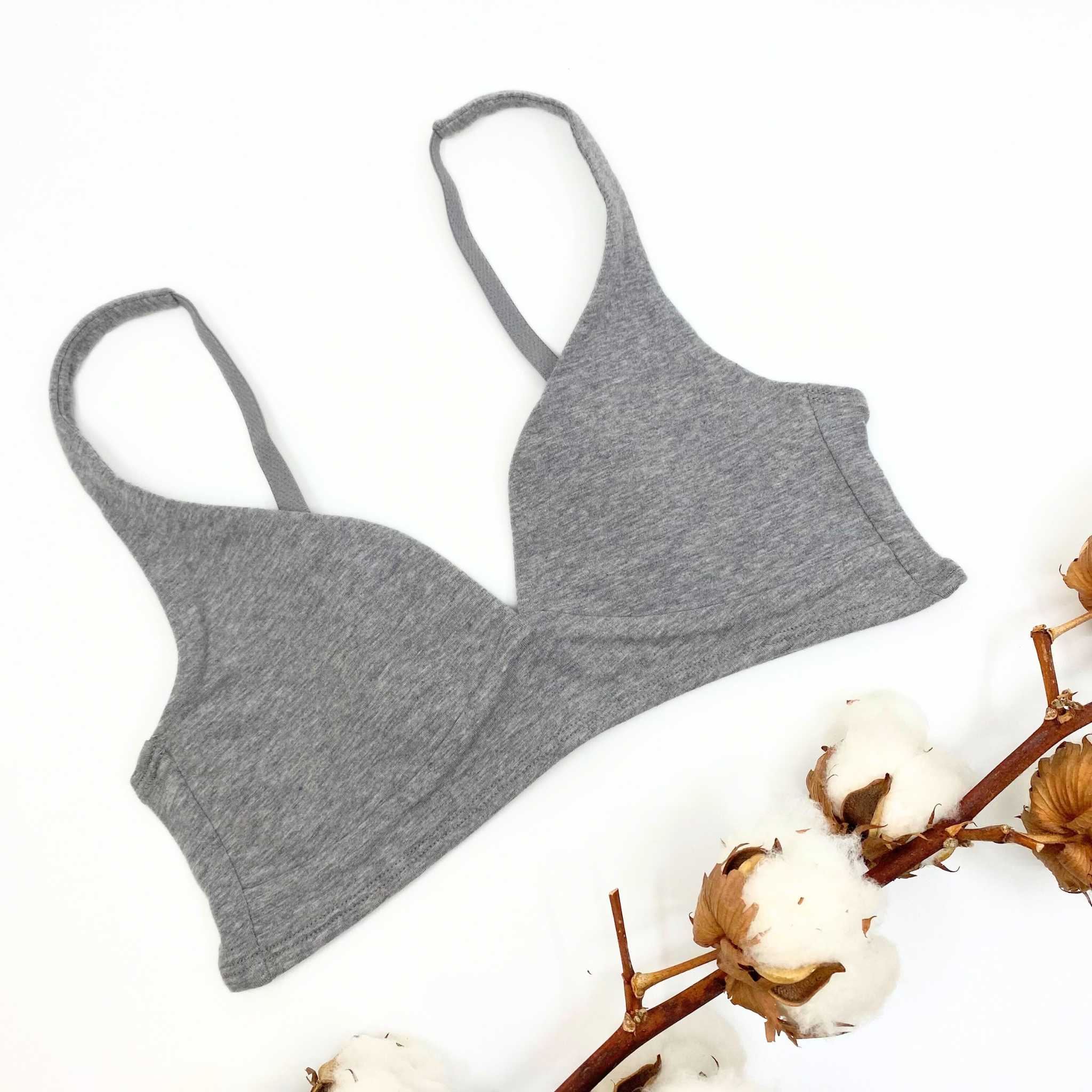 Girls' organic cotton bralette - light grey