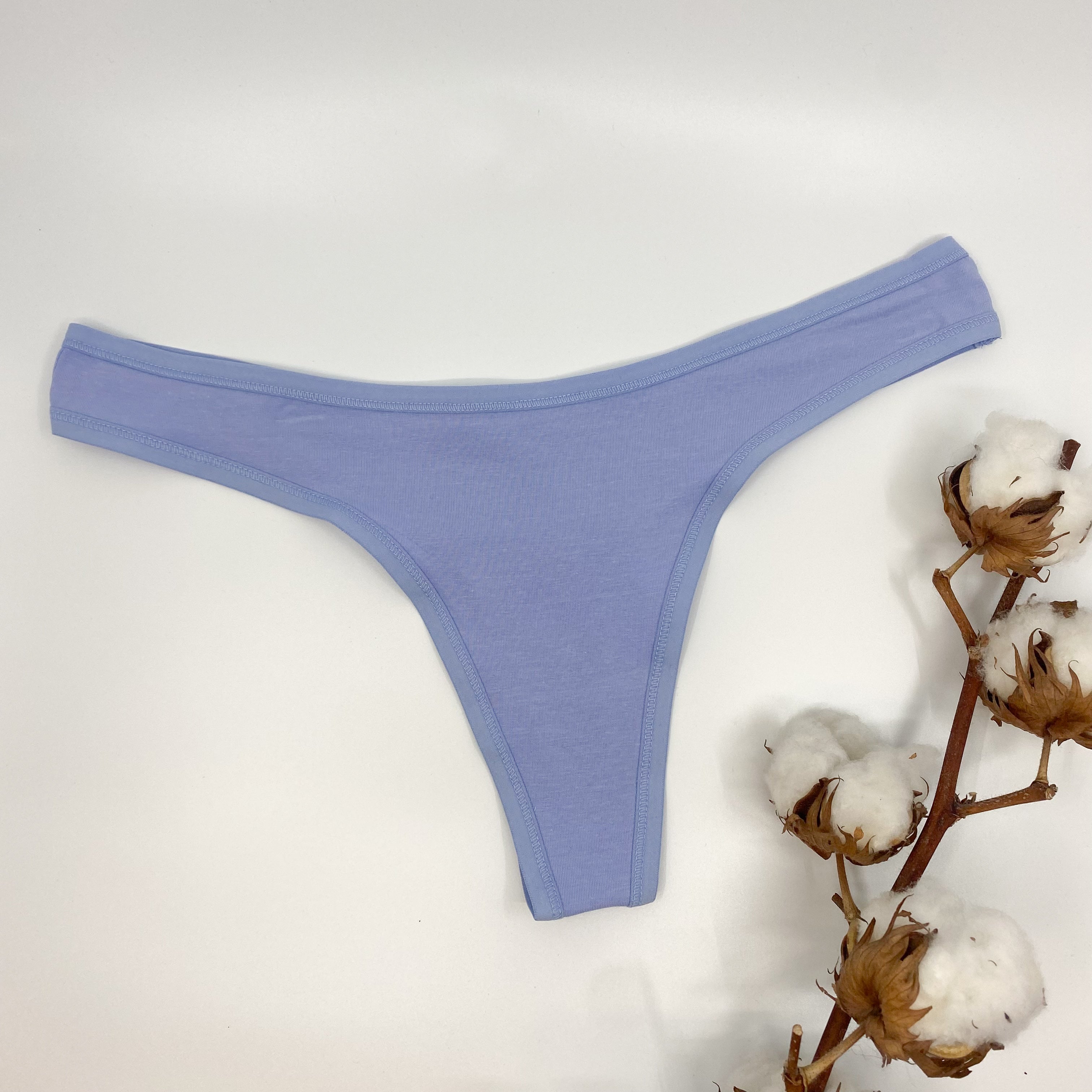 Women's organic cotton thong in light blue