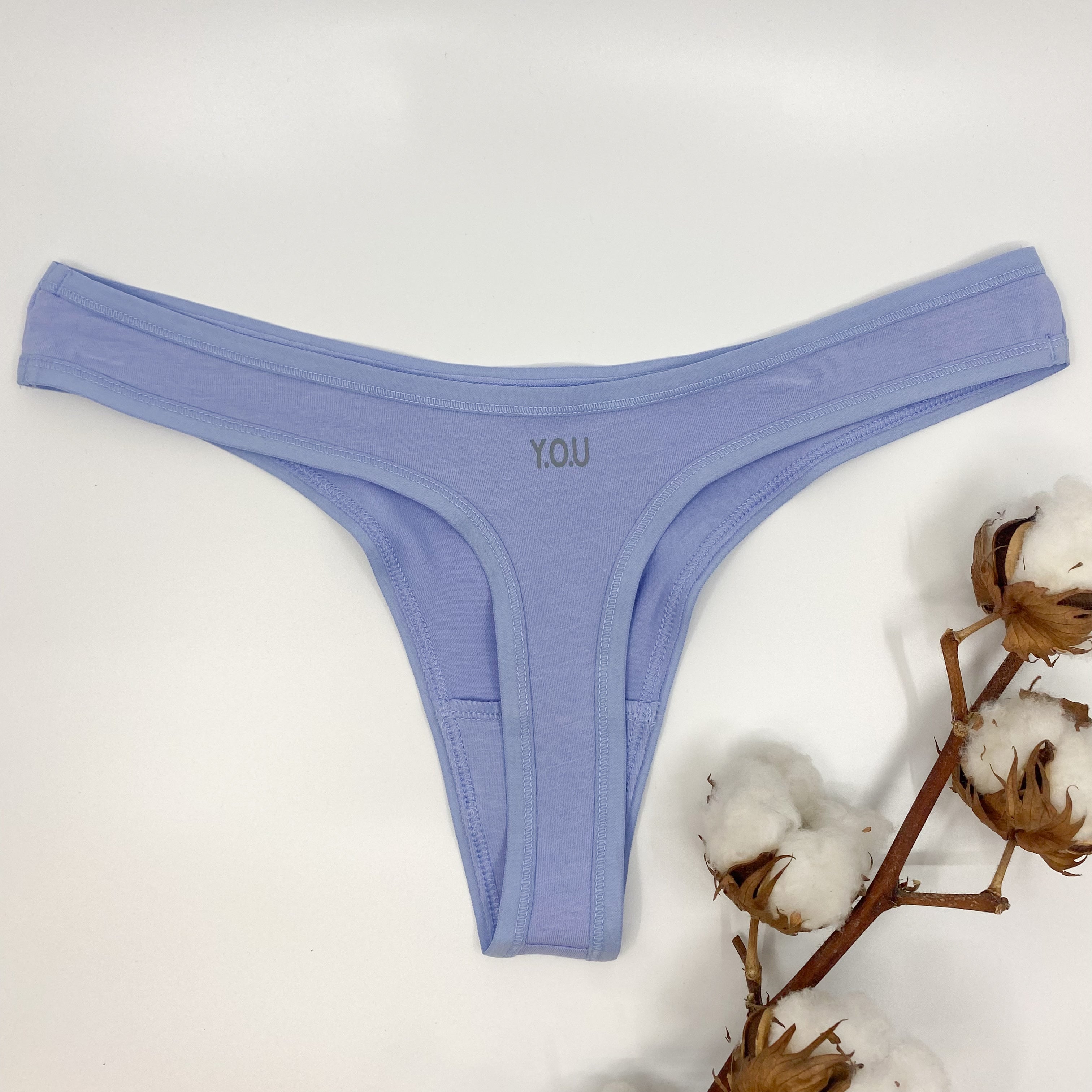 Women's organic cotton thong in light blue