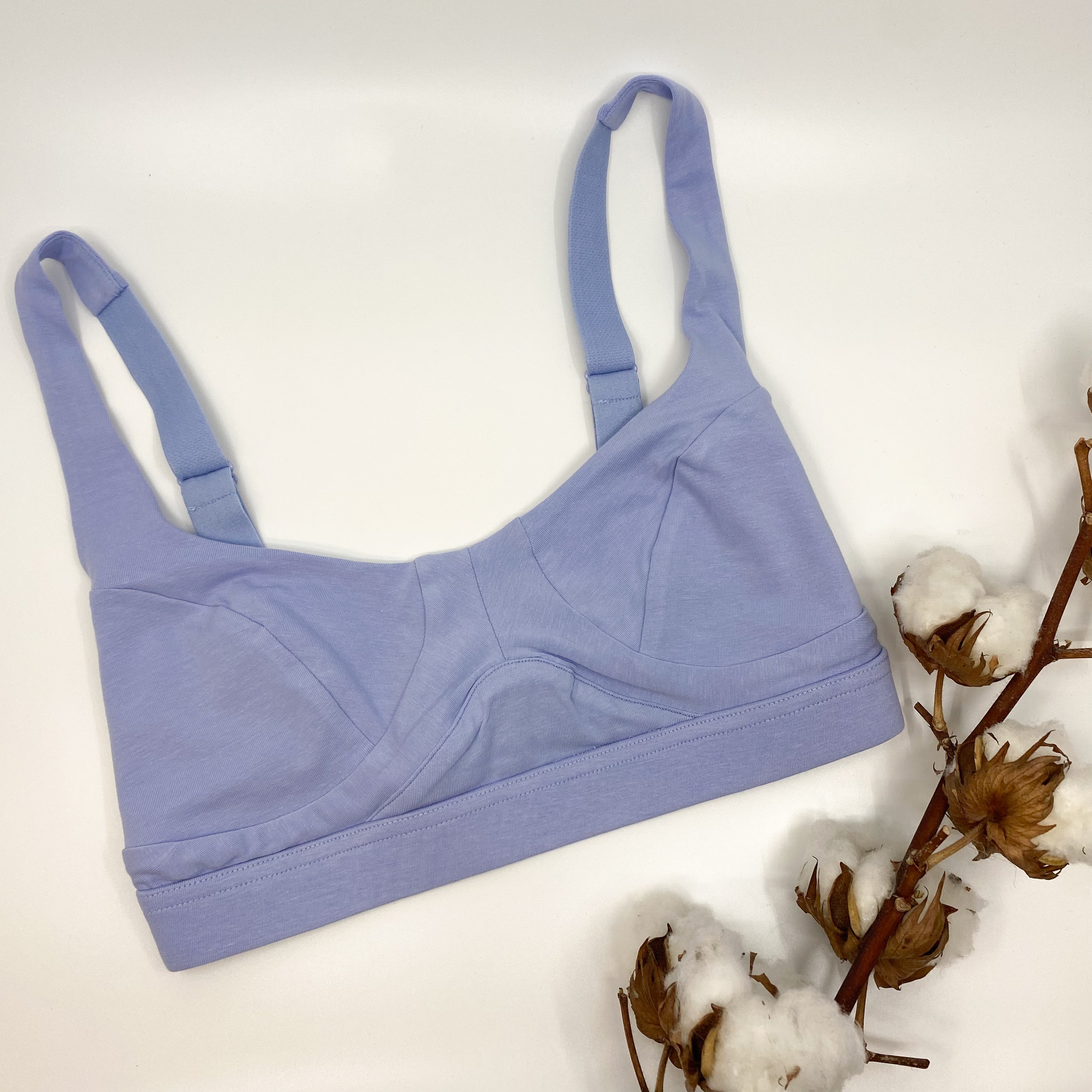 Women's organic cotton bra in light blue - more supportive style