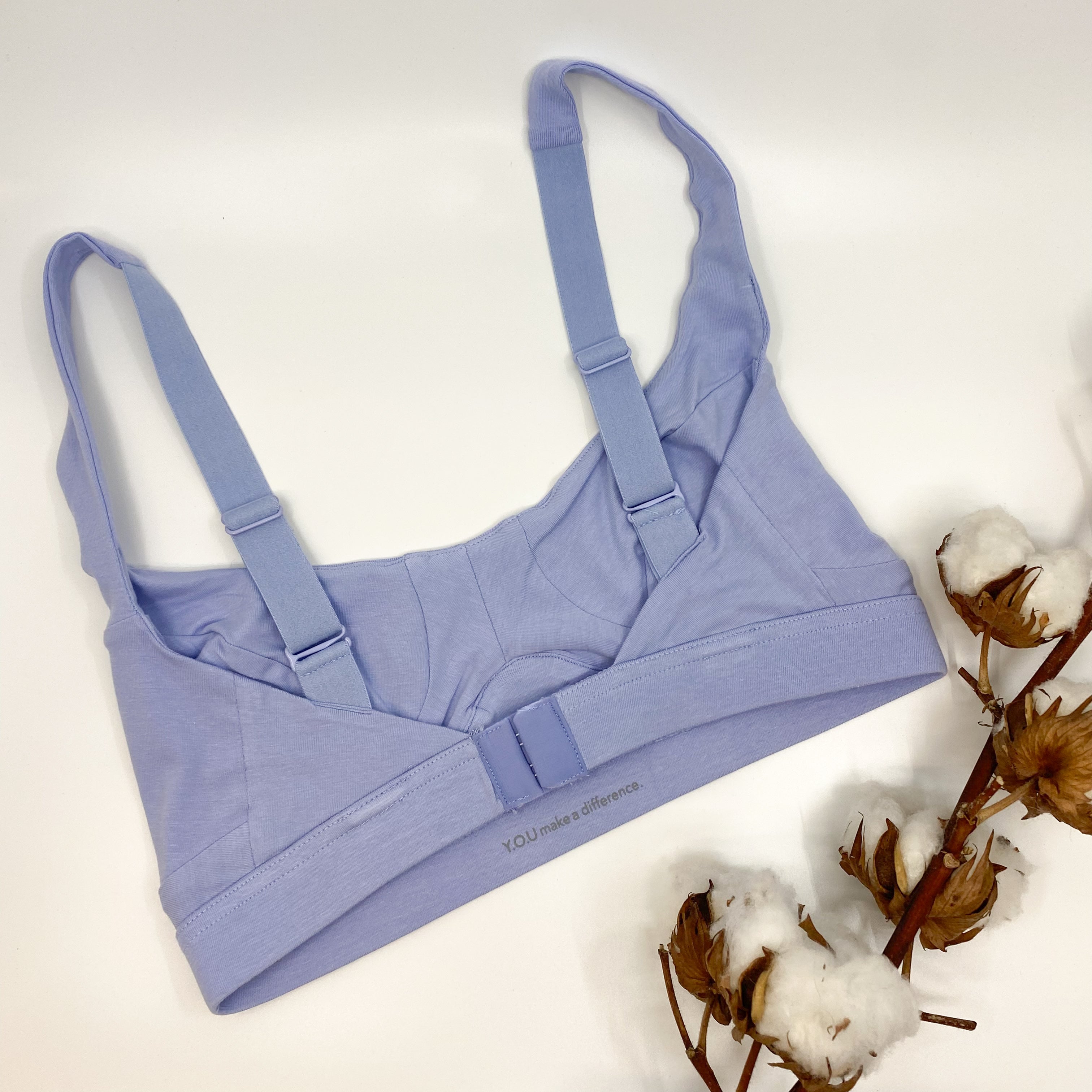 Women's organic cotton bra in light blue - more supportive style