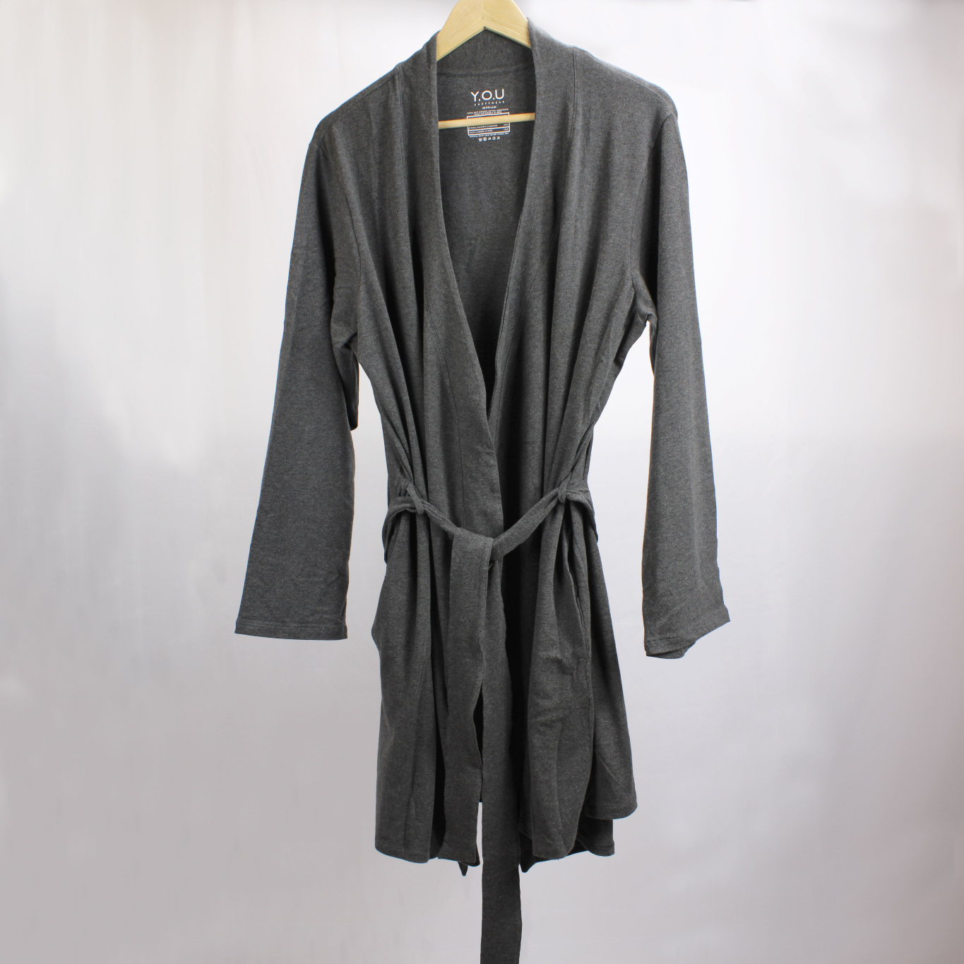 Robe - organic cotton unisex robe - charcoal grey