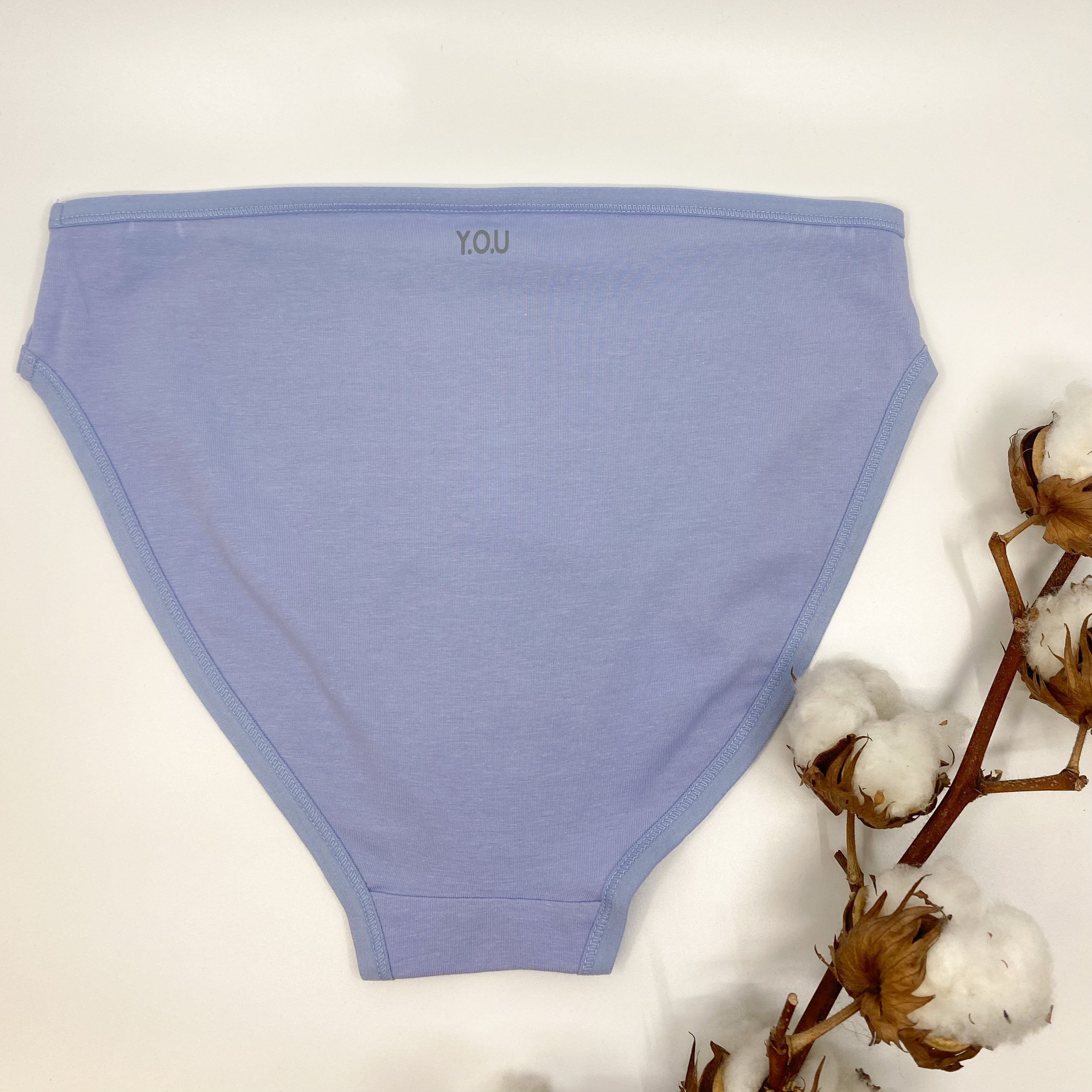 Women's organic cotton mid-rise bikini bottoms in light blue