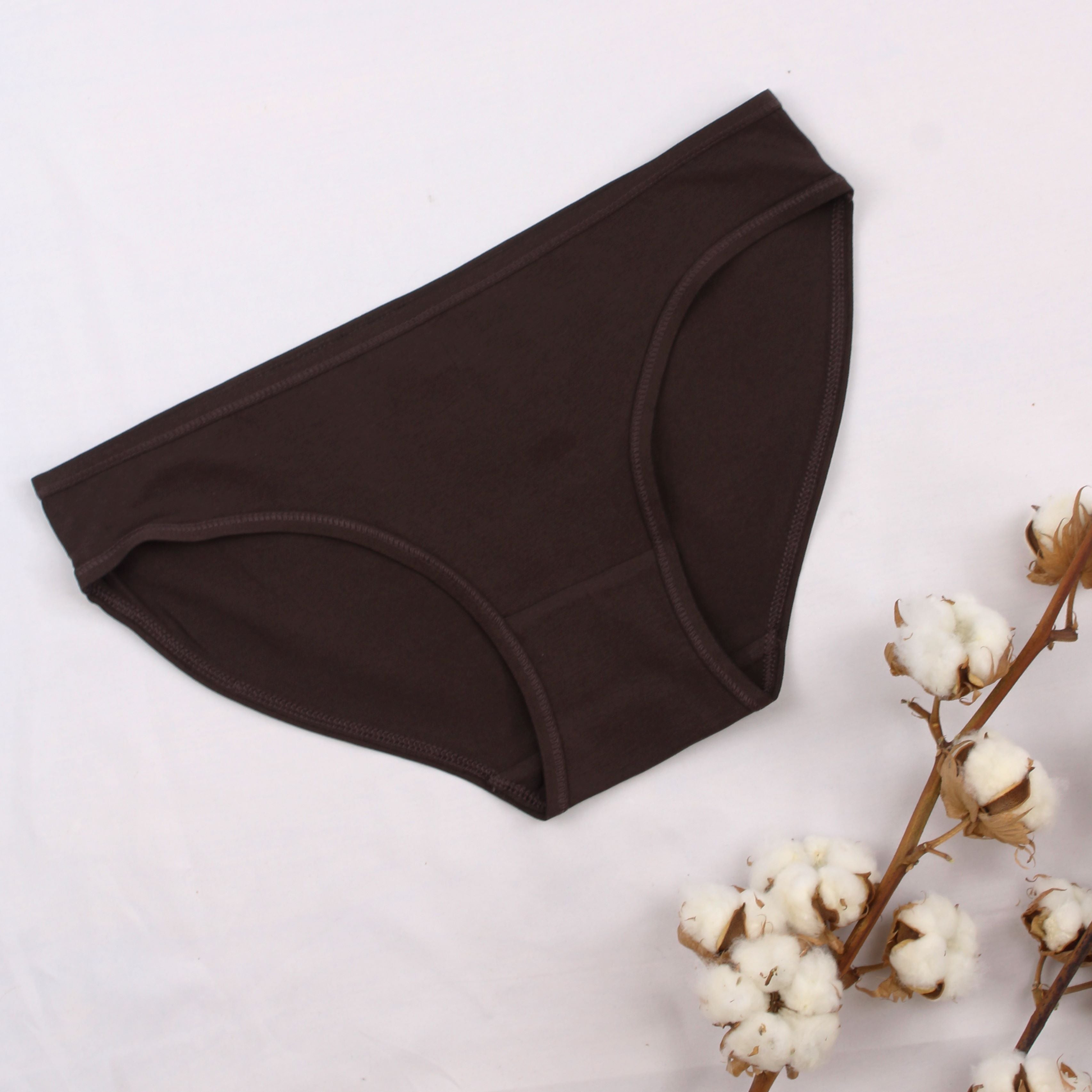 Women's organic cotton low-rise bikini bottoms in cocoa (dark nude)