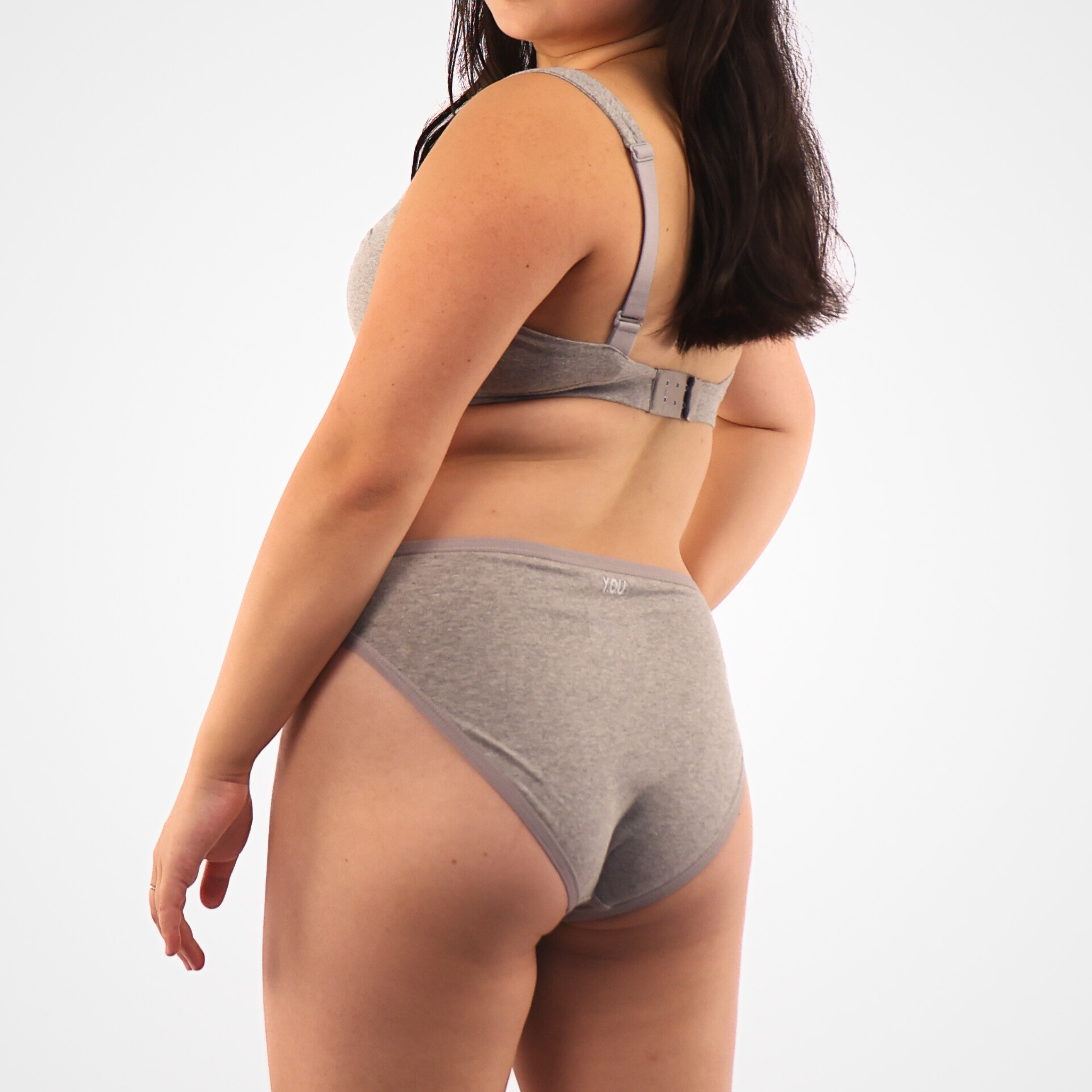 Women's organic cotton mid-rise bikini bottoms in light grey