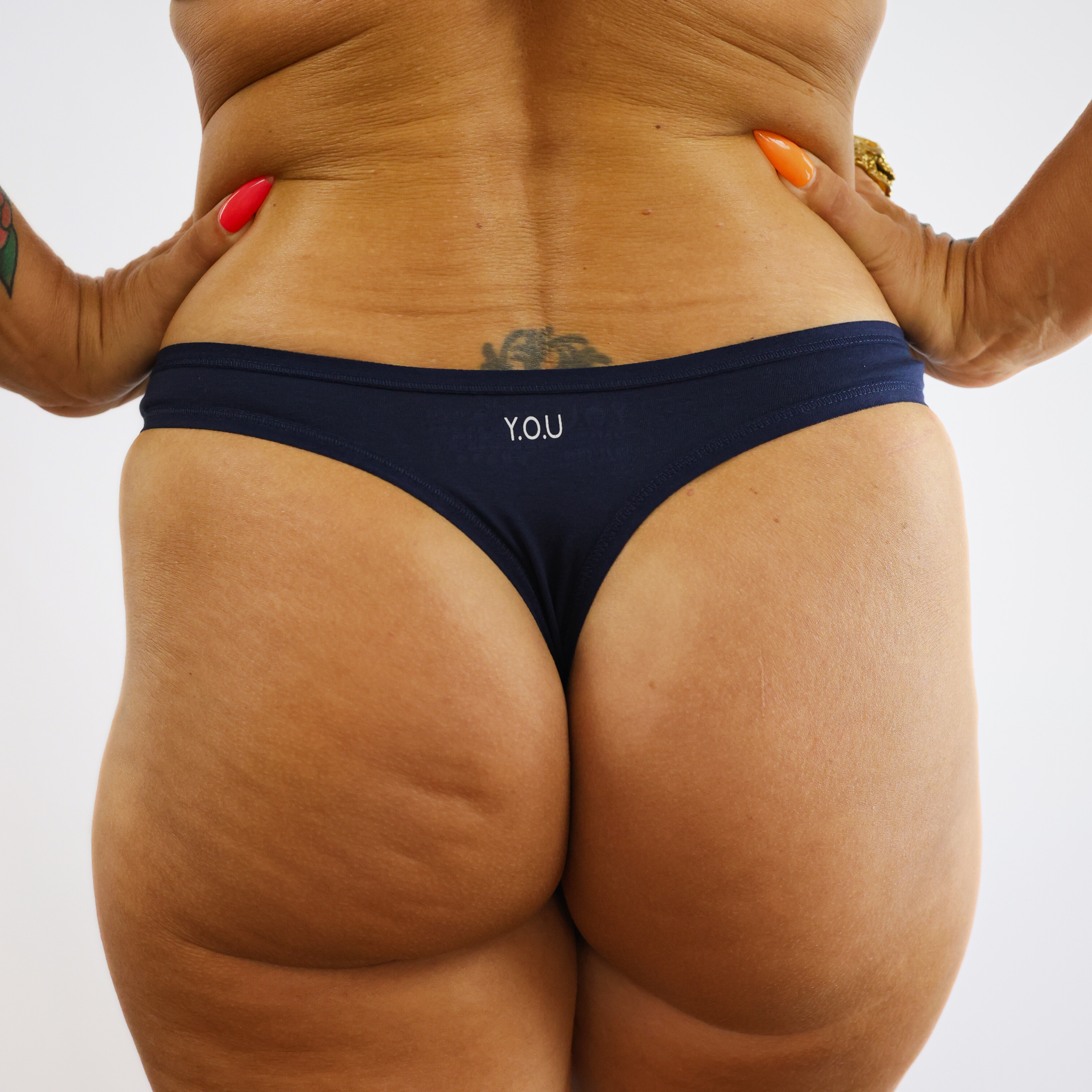 Women's organic cotton thong in navy blue