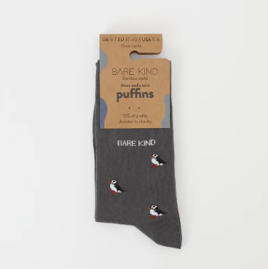 Bare Kind Bamboo Socks - Save the Puffin Small Motif