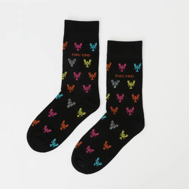 Bare Kind Bamboo Socks - Save the Lobsters Small Motif