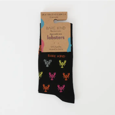 Bare Kind Bamboo Socks - Save the Lobsters Small Motif