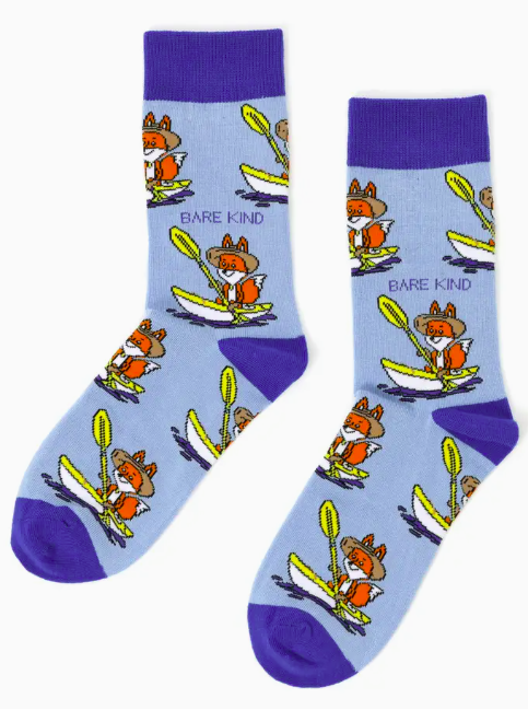 Bare Kind Bamboo Socks - Save the Fox (Blue)