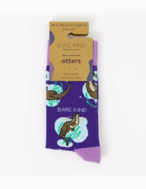 Bare Kind Bamboo Socks - Save the Otter (Marine)