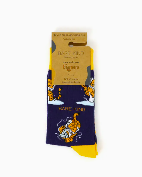 Bare Kind Bamboo Socks - Save the Tiger (Blue)