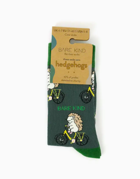 Bare Kind Bamboo Socks - Save the Hedgehog (bike)