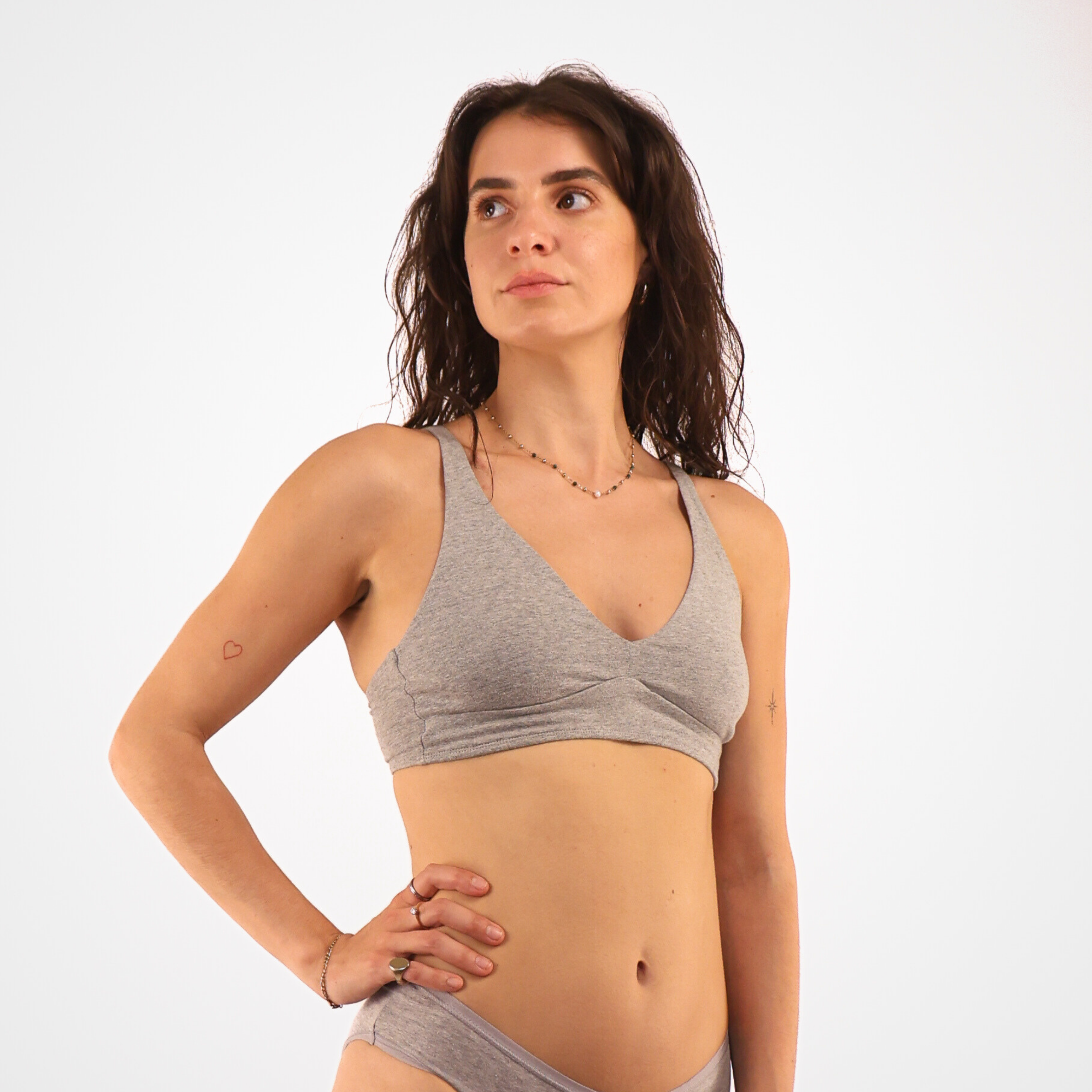 Women's organic cotton bralette in light grey (heather grey)