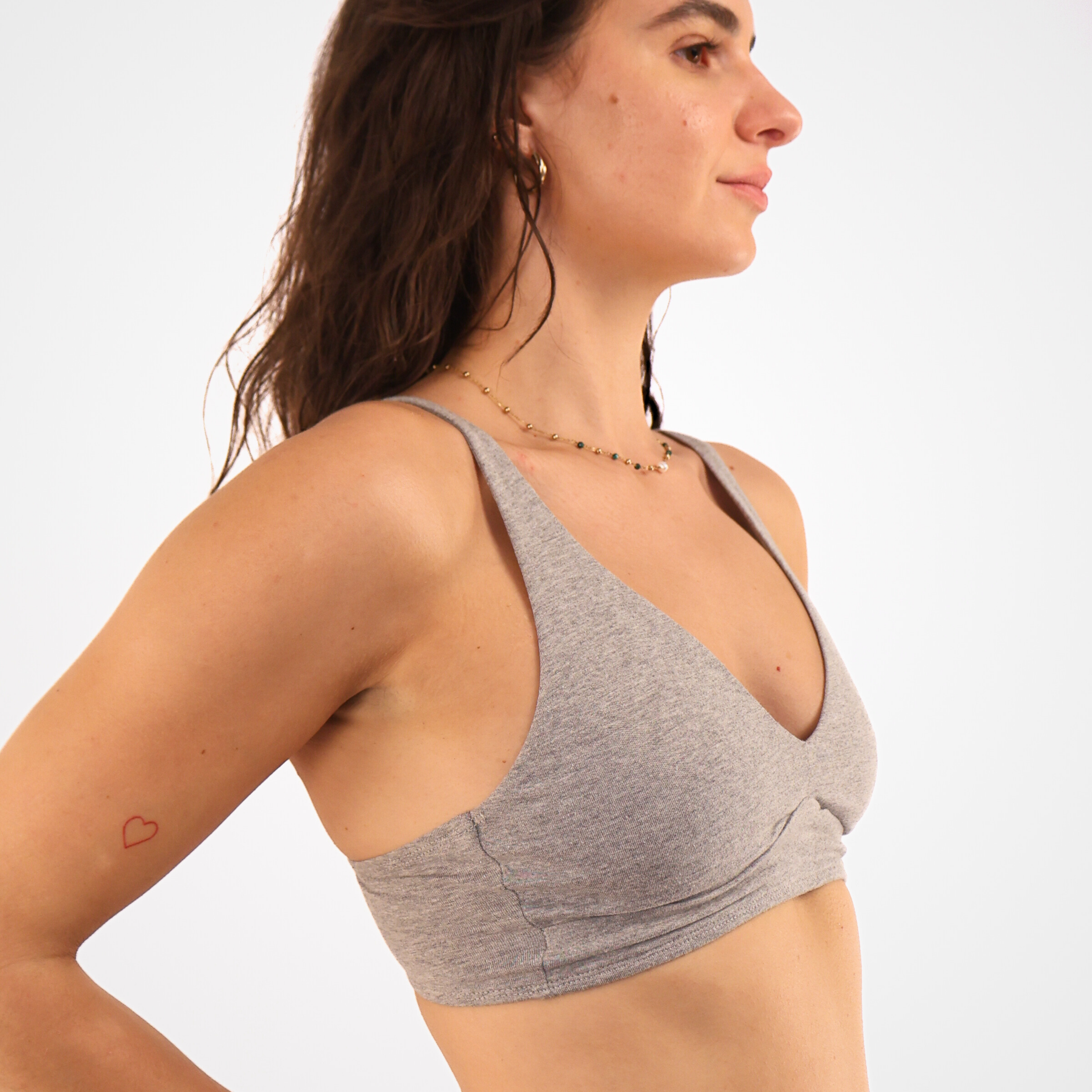 Women's organic cotton bralette in light grey (heather grey)