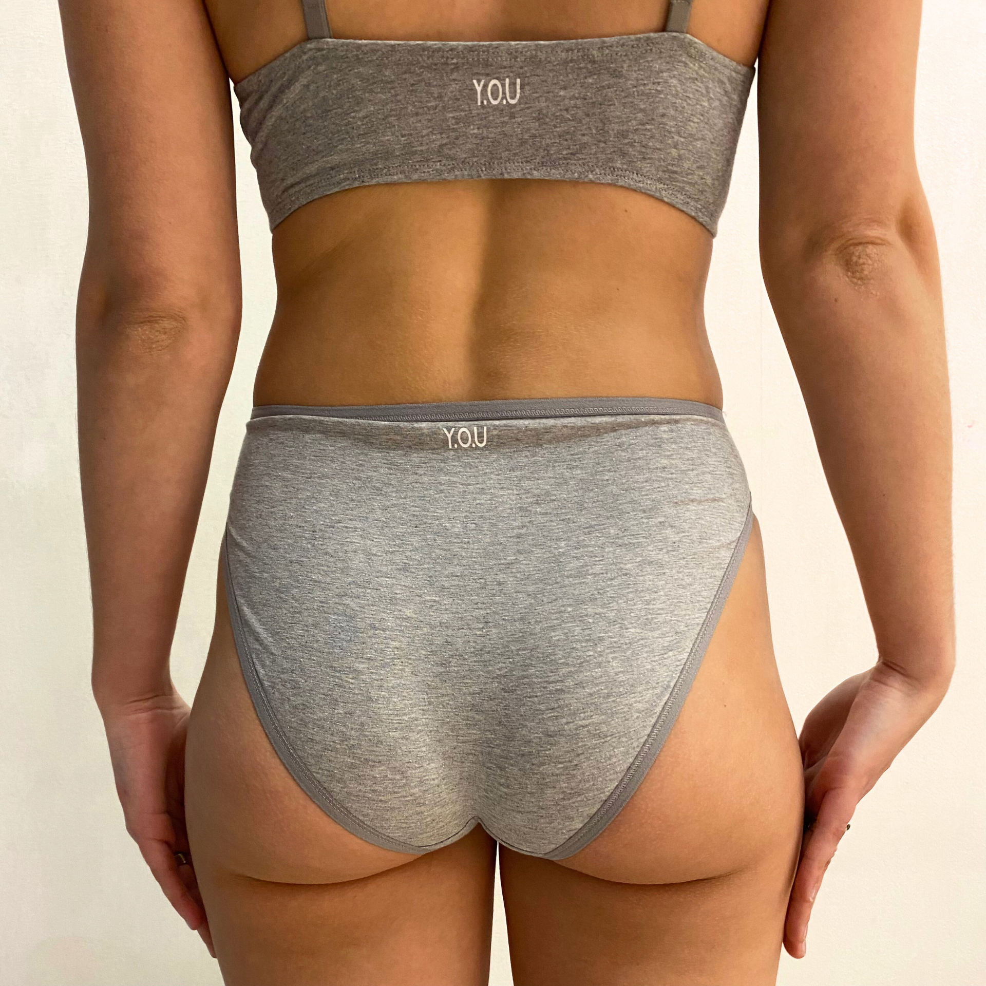 Women's organic cotton mid-rise bikini bottoms in light grey