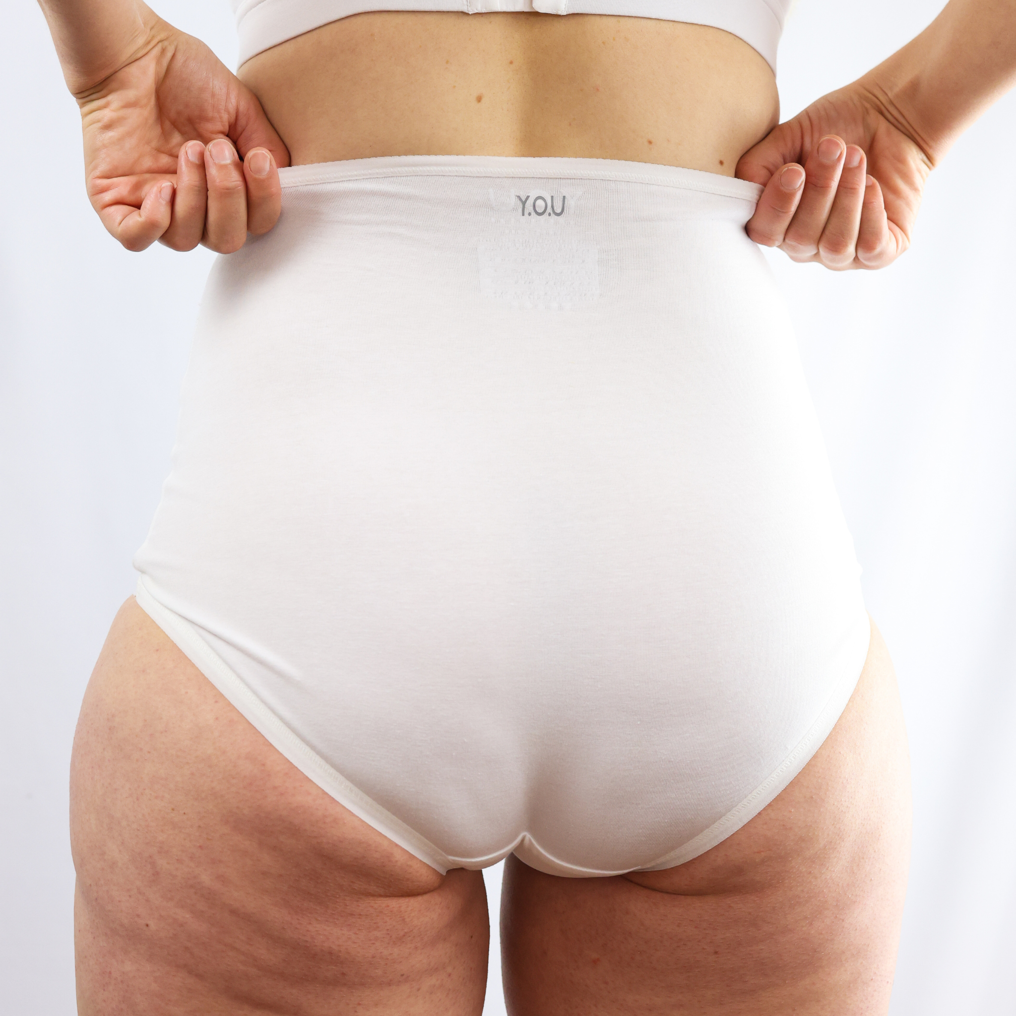 Women's organic cotton high rise full briefs in white