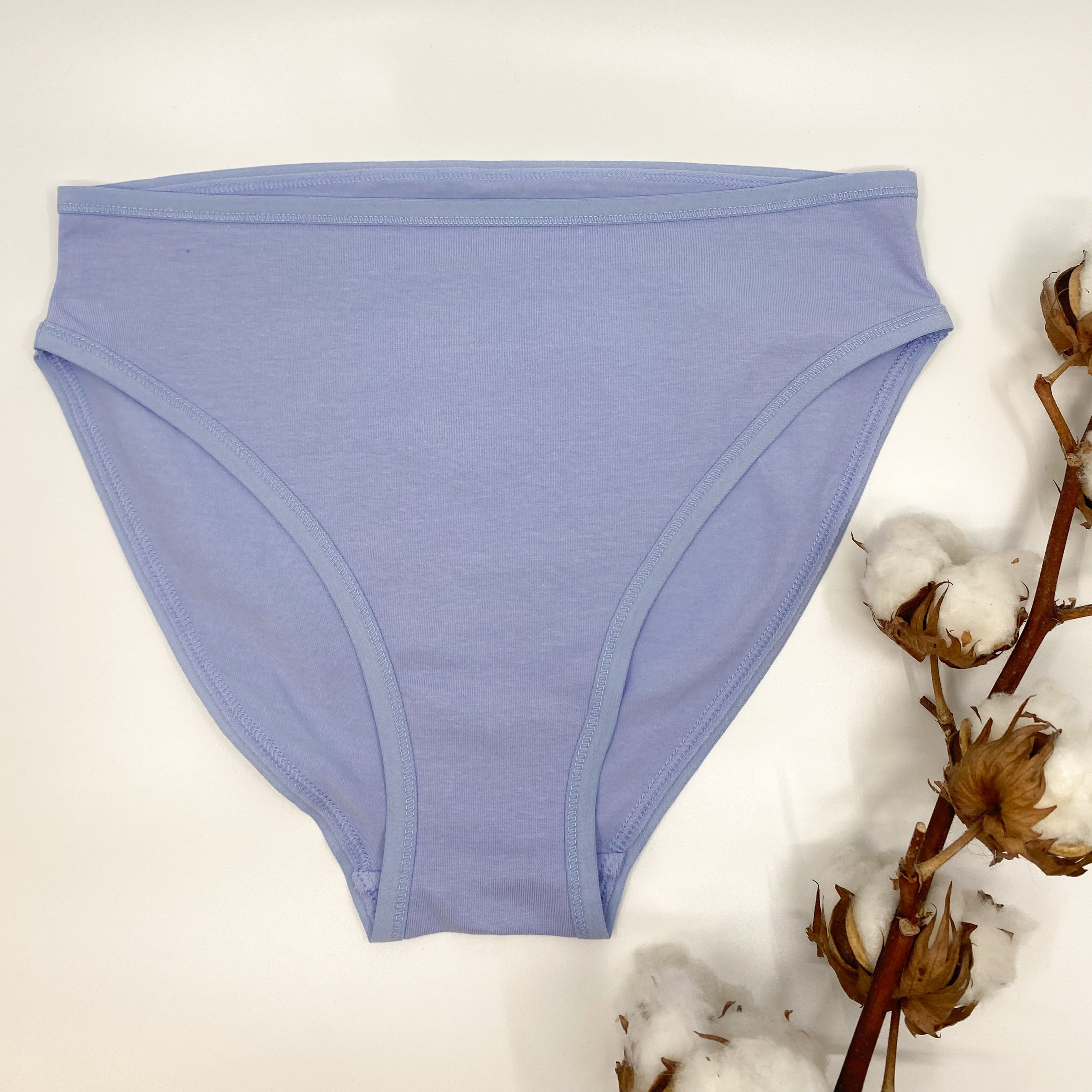 Women's organic cotton mid-rise bikini bottoms in light blue