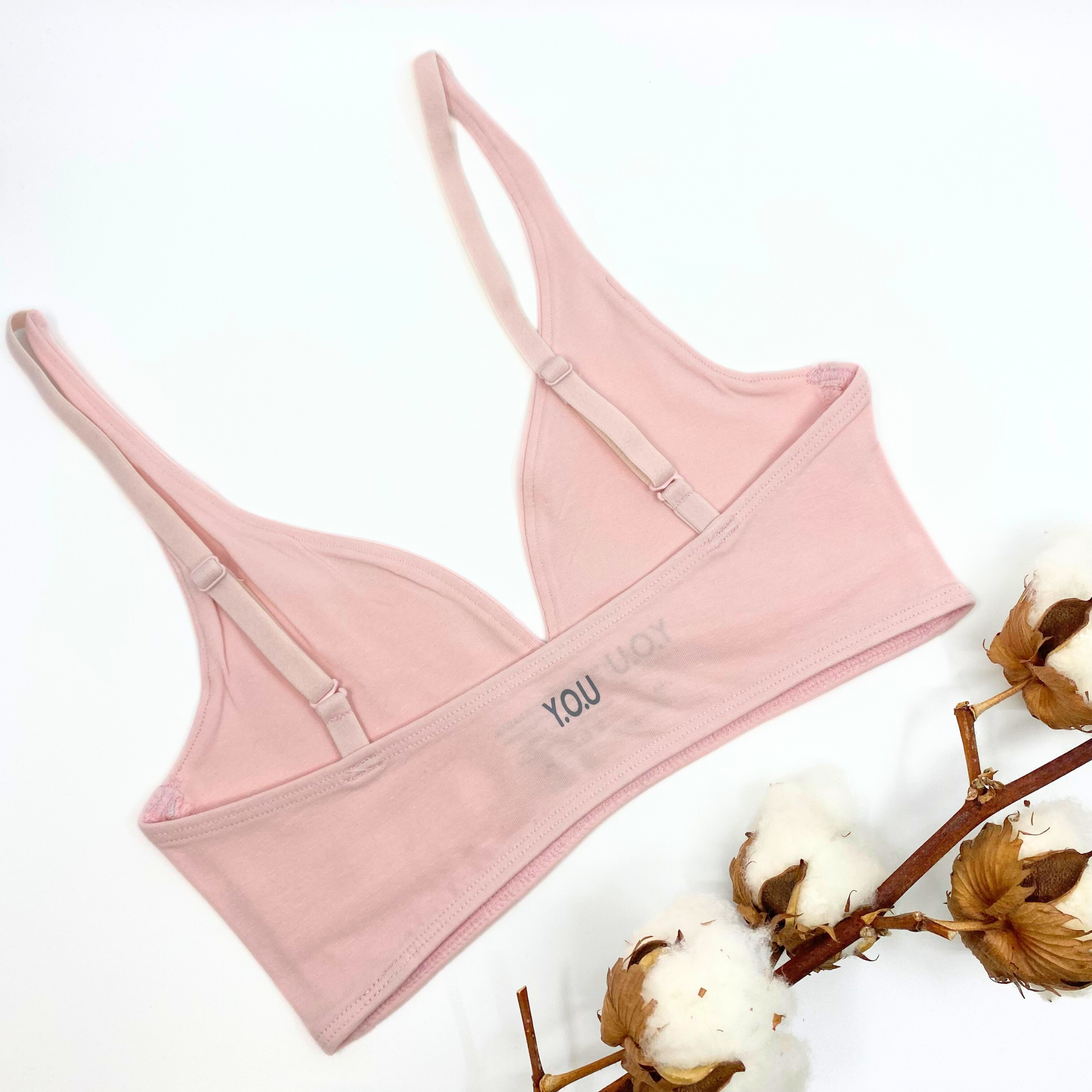 Girls' organic cotton bralette - light pink