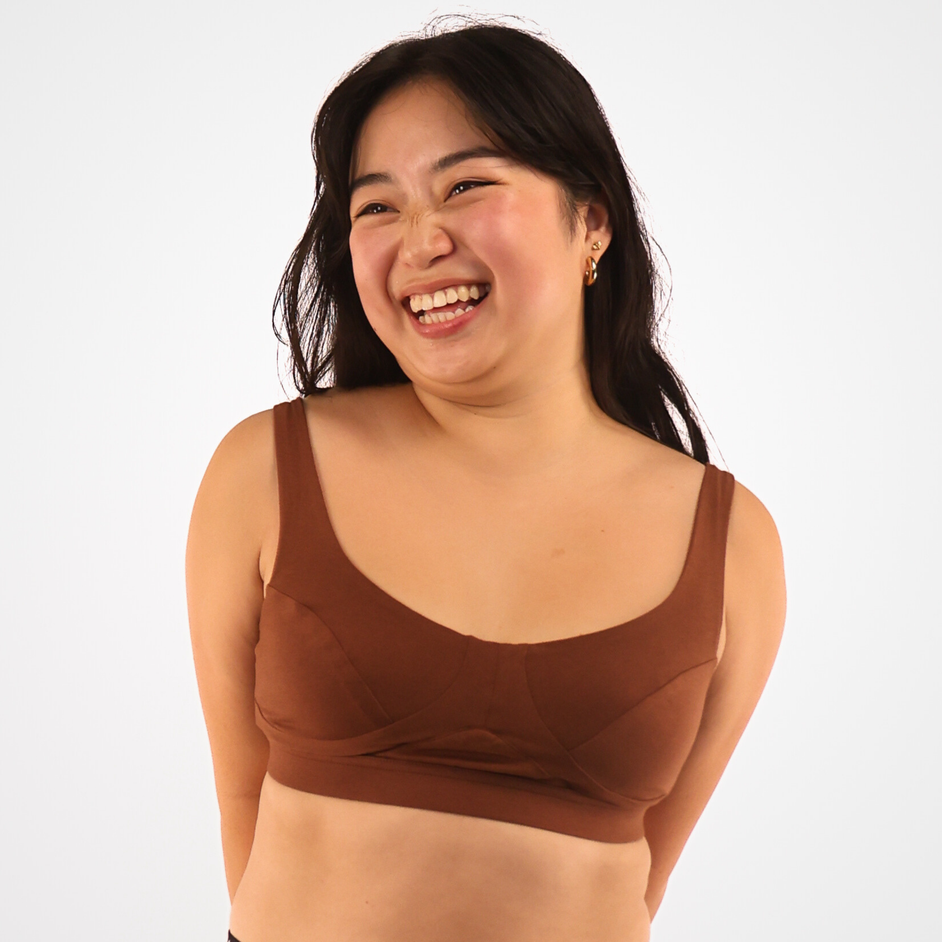 Women's organic cotton bra in chestnut - more supportive style