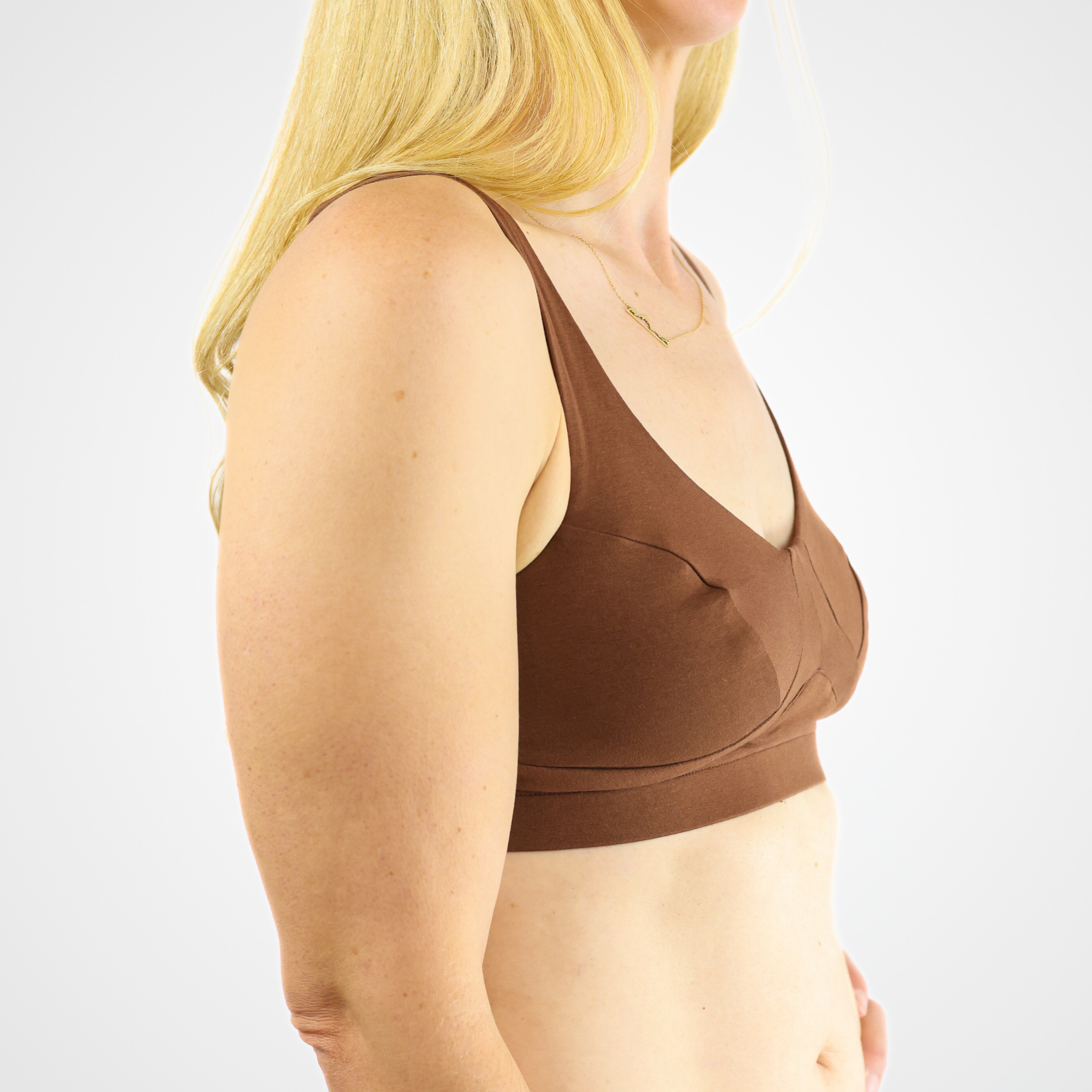 Women's organic cotton bra in chestnut - more supportive style