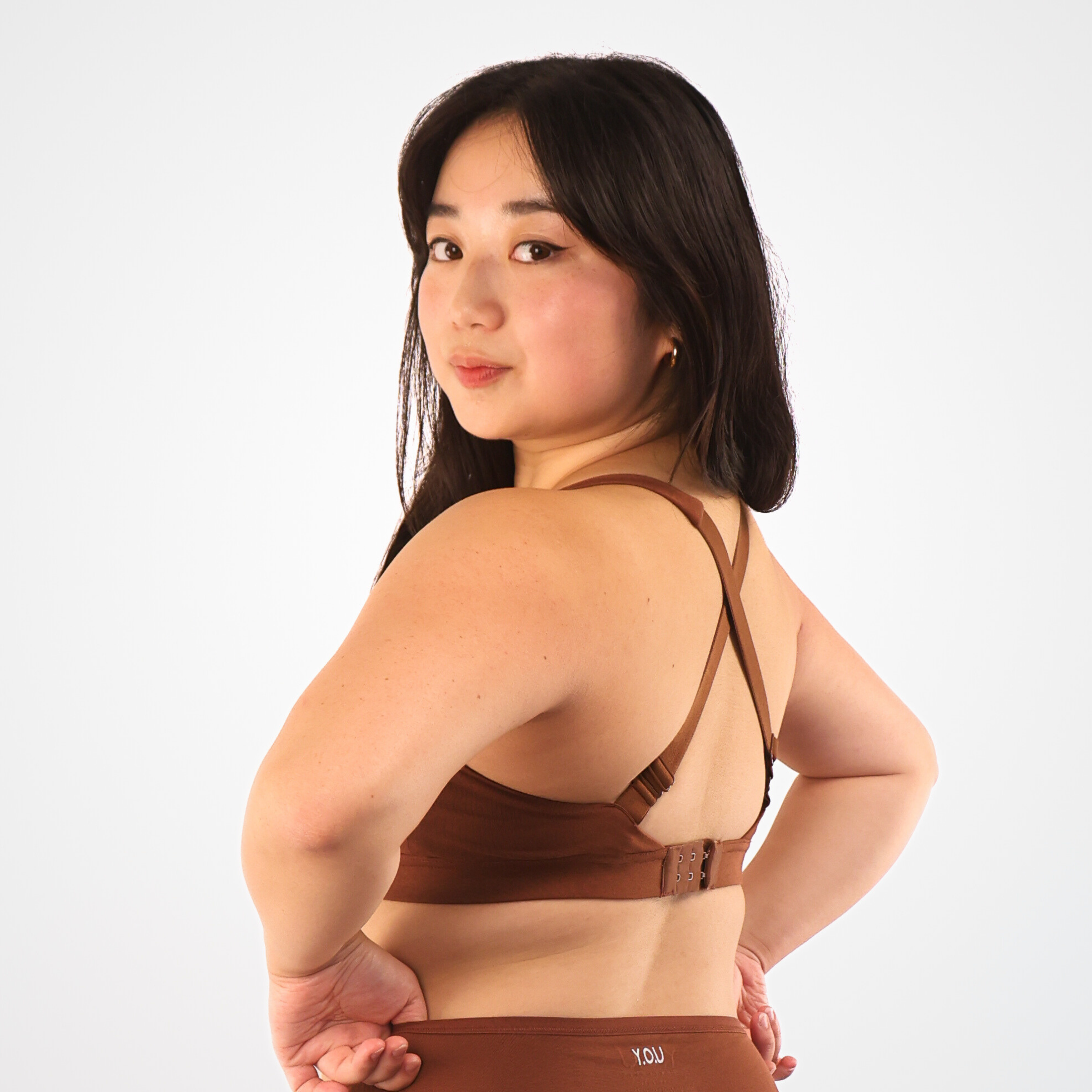 Women's organic cotton bra in chestnut - more supportive style