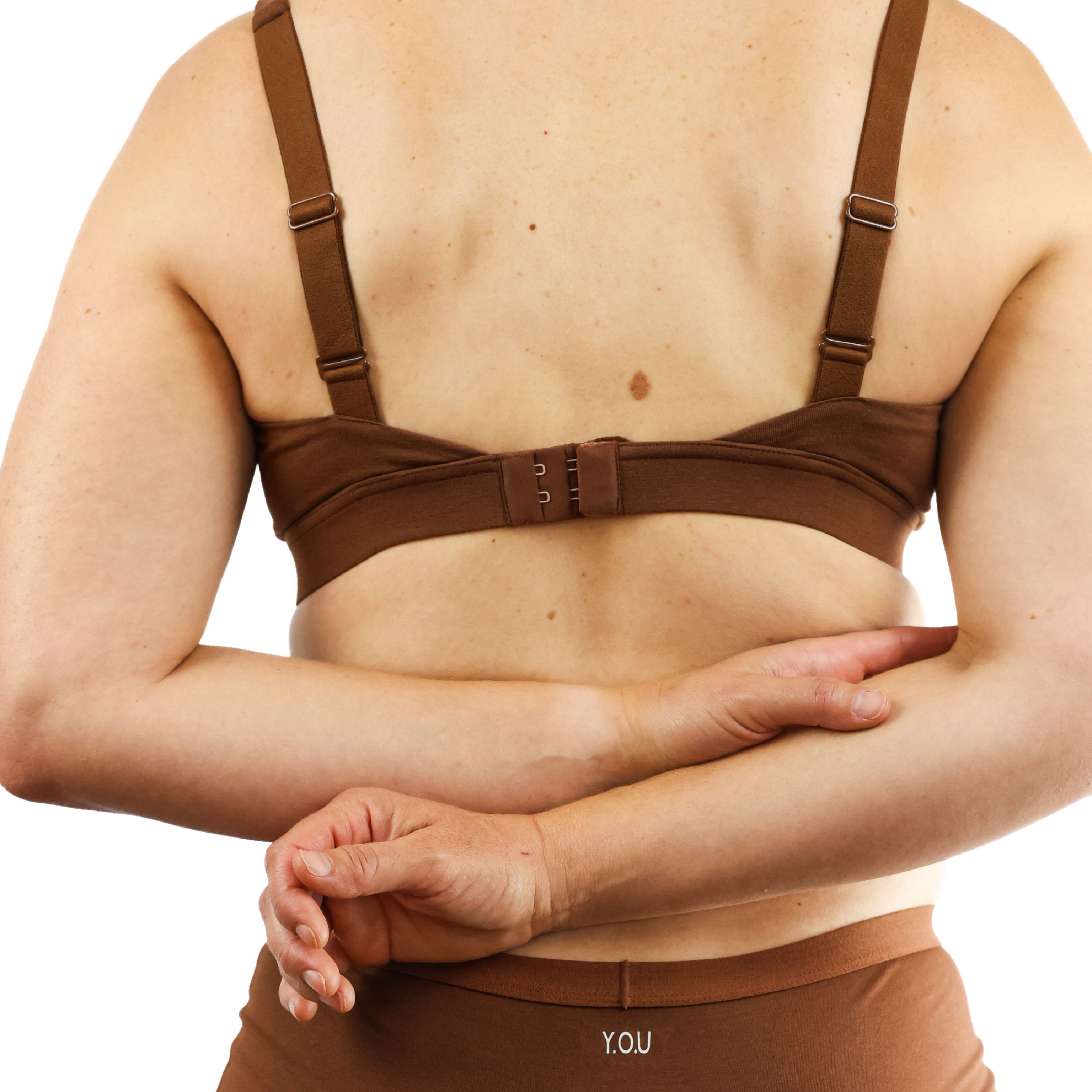 Women's organic cotton bra in chestnut - more supportive style