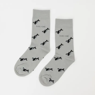 Bare Kind Bamboo Socks - Save the Orcas Small Motif