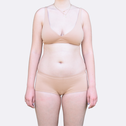 Women's organic cotton matching bralette and boy shorts set - almond ( –  Y.O.U underwear