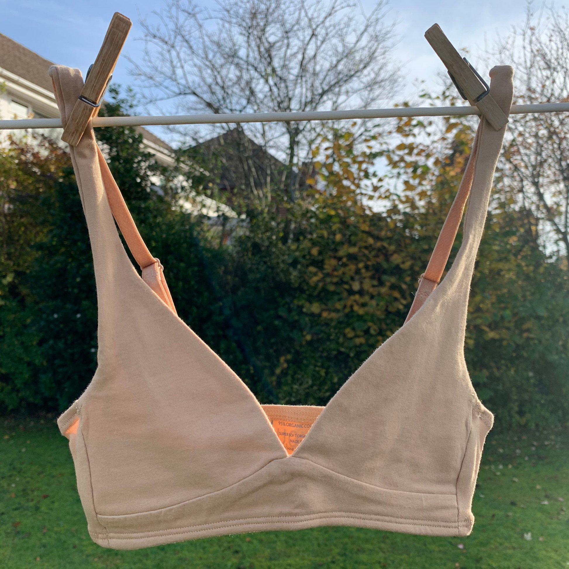Women's organic cotton bralette in almond (light nude) – Y.O.U underwear