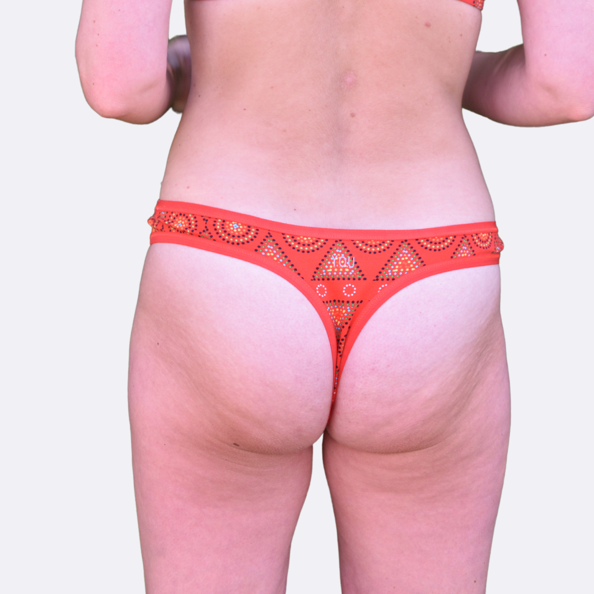 Women's organic cotton thong - Red Mara design