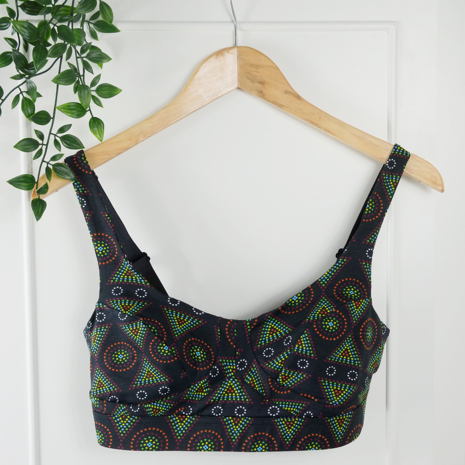 Women's organic cotton bra in black Mara print - more supportive style –  Y.O.U underwear