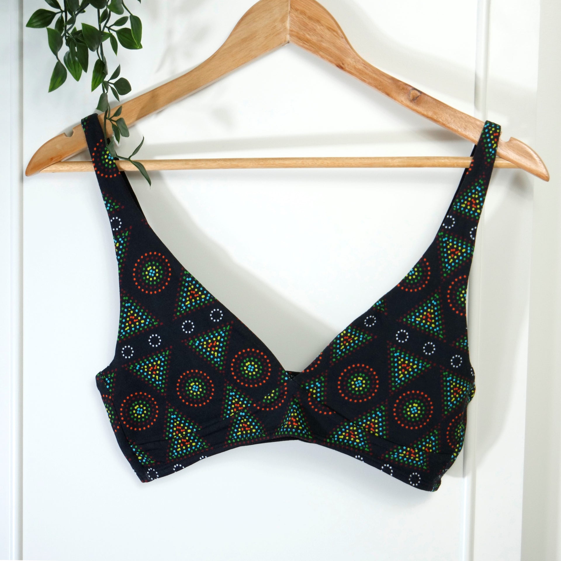 Women's organic cotton bra in black Mara print - more supportive style –  Y.O.U underwear