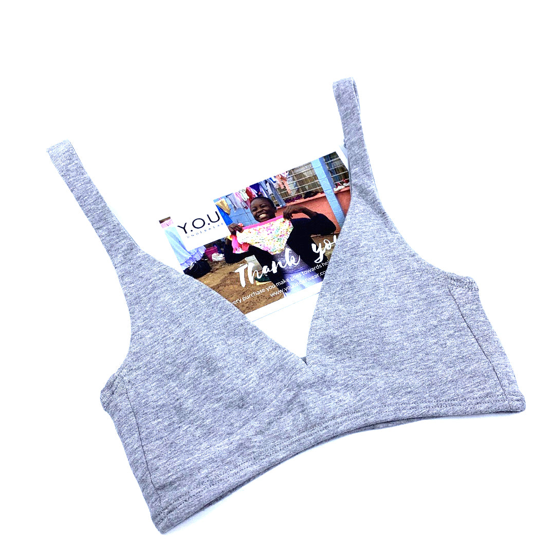 Girls' organic cotton bralette - light grey