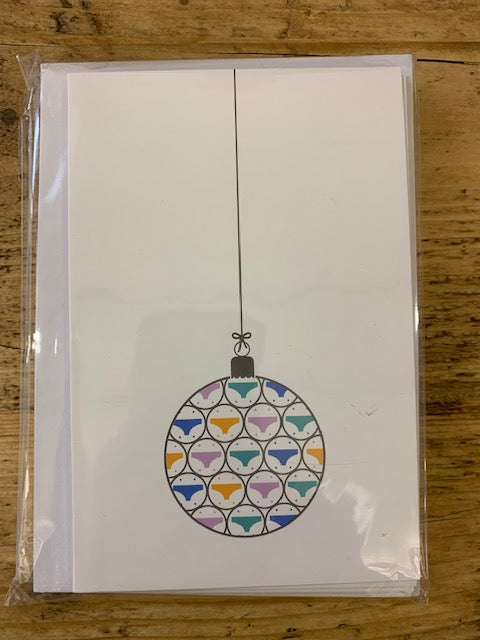Christmas cards - multicoloured bauble design - pack of 10.